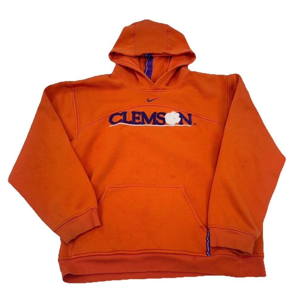 Vintage Clemson Tigers Hoodie Youth Large Sweatshirt Nike Center Swoosh Y2K Kids